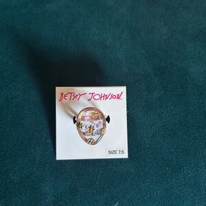 Betsey Johnson Pink and Gold Floral  Ring